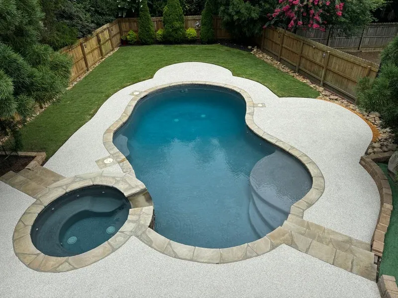 Aerial view of finished pool deck