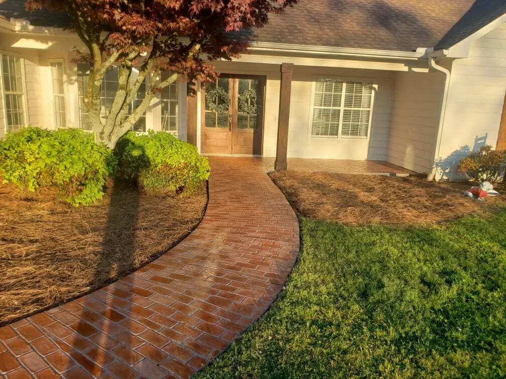 Red brick stamped pathway